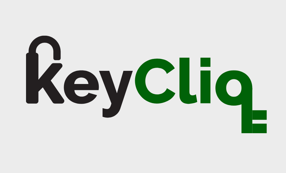 KeyCliq logo variations on a white background