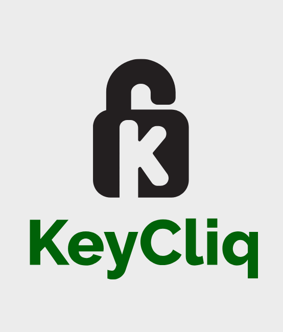 KeyCliq logo variations on a white background