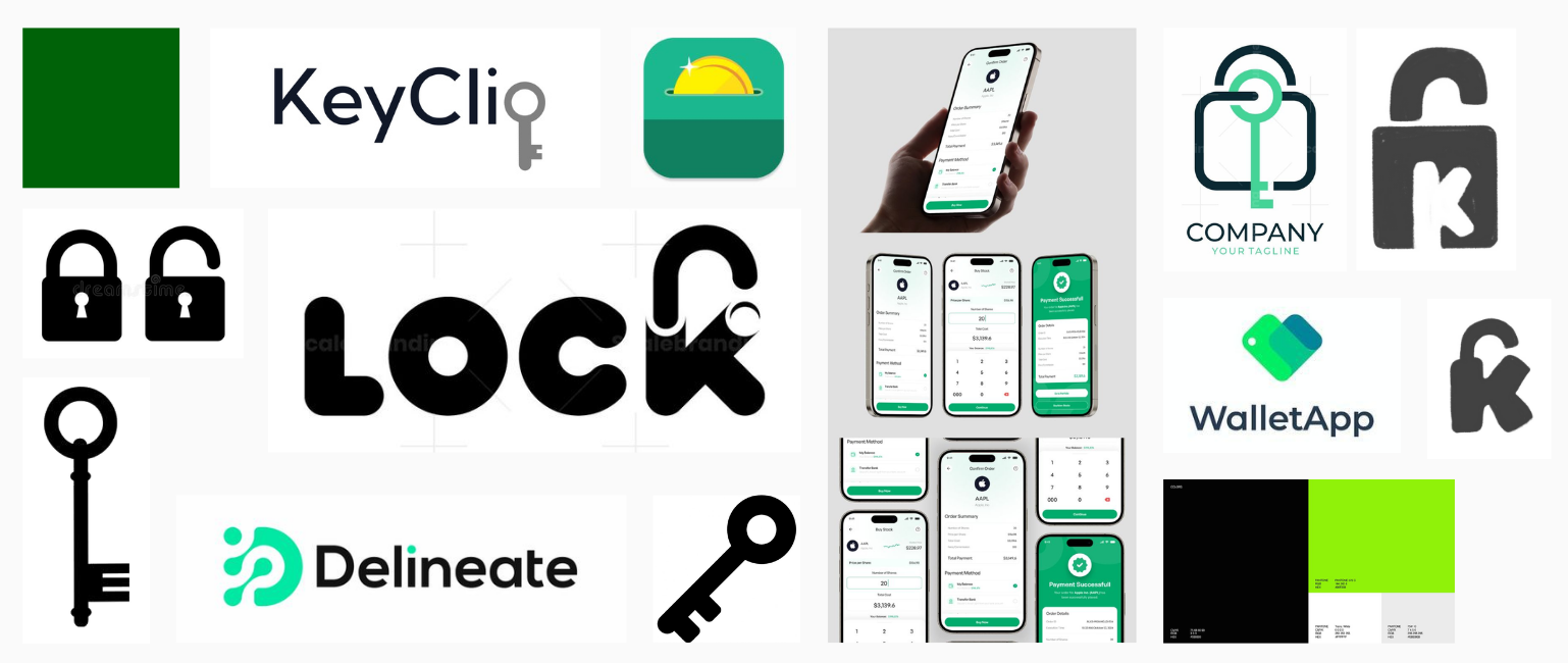 Collection of app icons and logos on a white background