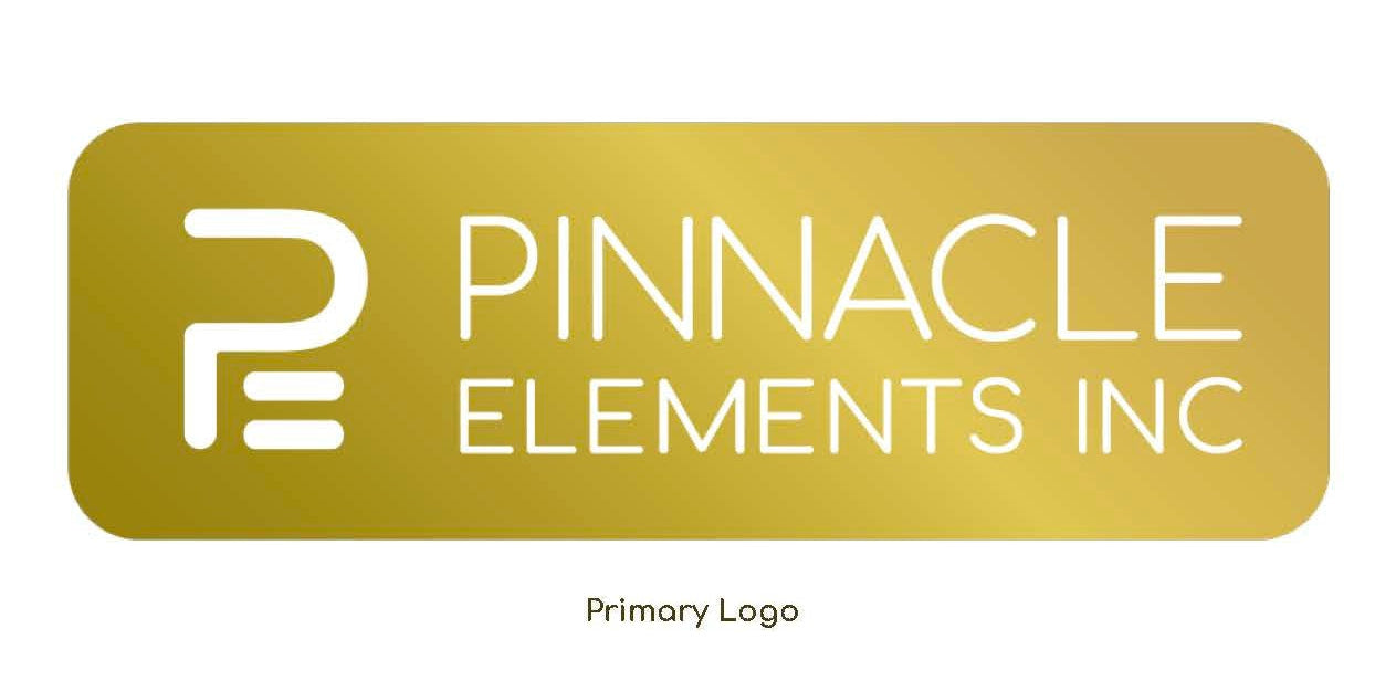 A gold Pinnacle Elements Inc logo on white background.